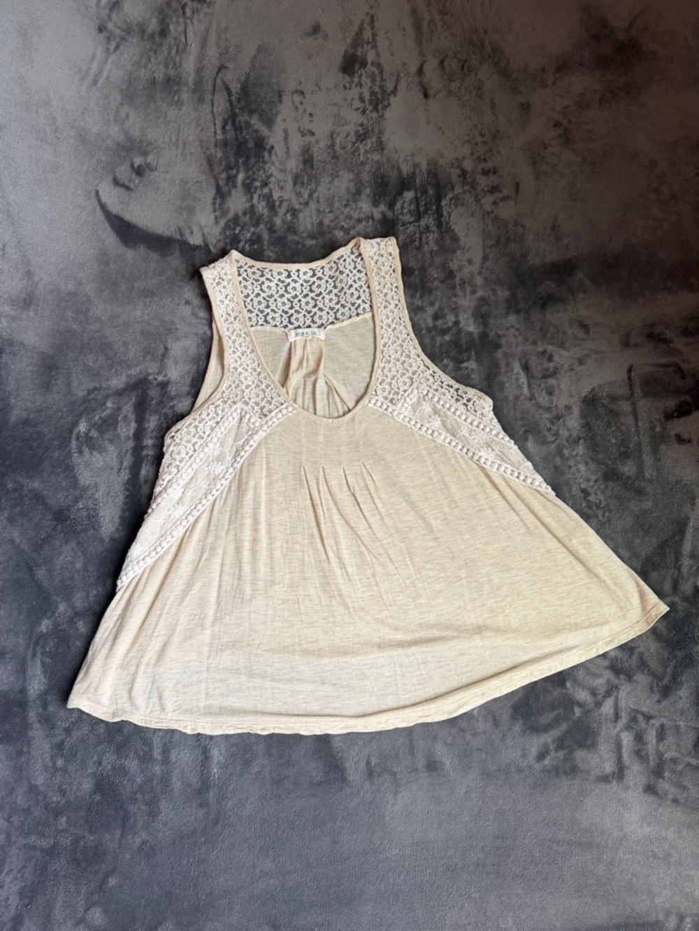 Taylor & Sage Cream Lace-Back Flowy Tank Top